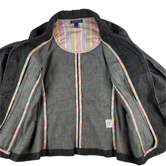 LANDS' END Women's Jean Jacket Size 10 Washed Black Denim - Picture 4 of 7